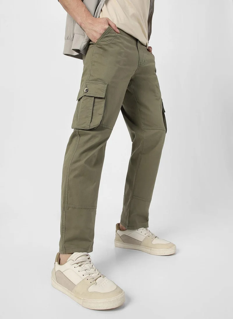 Urbano Fashion  Urbano Fashion Men's Olive Green Regular Fit Solid Cargo Chino Pant with 6 Pockets for Men | Best Price UAE
